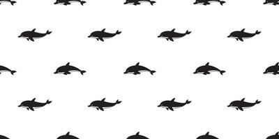 dauphin sans couture modèle vecteur poisson illustration baleine requin ailette écharpe isolé tuile Contexte répéter fond d'écran noir