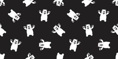 ours sans couture modèle polaire ours vecteur écharpe isolé Panda nounours dessin animé illustration Contexte répéter fond d'écran noir