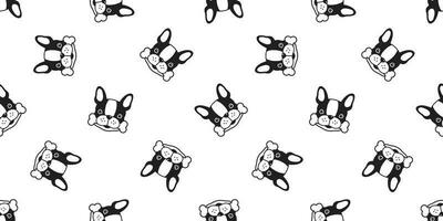chien sans couture modèle vecteur français bouledogue nourriture OS tuile Contexte écharpe isolé répéter fond d'écran dessin animé illustration