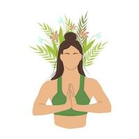 femme méditer et relaxant, yoga. mental santé. vecteur