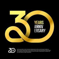 30 e anniversaire Nombres moderne or concept logo. 30 ans logotype. 30 ans conception modèle. vecteur illustration