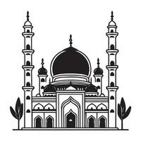 cette est islamique mosquée vecteur ligne art illustration, mosquée ligne art silhouette, mosquée silhouette, mosquée vecteur.