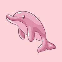 mignonne rose dauphin poisson dessin animé vecteur