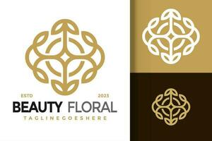 luxe floral élégant logo vecteur icône illustration