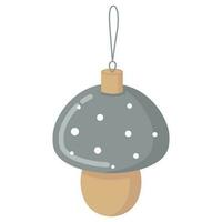 une Noël arbre champignon avec une argent casquette dans blanc polka points avec une d'or jambe sur une chaîne. vecteur