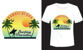 Hawaii aloha surfant paradis T-shirt conception vecteur illustration