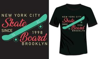 Brooklyn patin planche typographie T-shirt conception illustration vecteur
