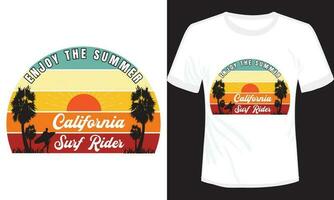 Californie le surf cavalier T-shirt conception vecteur illustration