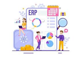 erp entreprise Ressource Planification système vecteur illustration avec affaires l'intégration, productivité et entreprise renforcement dans main tiré modèles