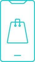 turquoise contour achats sac dans téléphone intelligent pour en ligne icône. vecteur