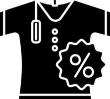 T-shirt et pourcentage étiquette icône vecteur