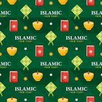 content islamique Nouveau année sans couture modèle conception plat illustration avec les musulmans éléments dans modèle main tiré vecteur