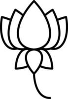 noir mince ligne art lotus fleur icône. vecteur