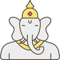 Seigneur ganesha personnage icône dans gris et Jaune couleur. vecteur