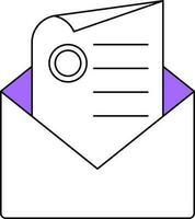 financier papier dans enveloppe icône dans violet et blanc couleur. vecteur