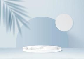 Les produits de fond de pierre de marbre 3D affichent la scène du podium avec le rendu 3d de vecteur de plate-forme géométrique avec le support de podium pour montrer la vitrine de l'étape de produits cosmétiques sur le studio bleu d'affichage de piédestal
