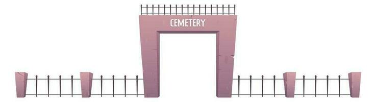 cimetière clôture et entrée à le cimetière dans dessin animé style. vecteur illustration isolé sur blanc