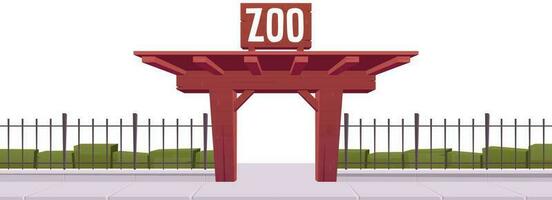 zoo entrée avec acier clôture et en bois porte vecteur illustration