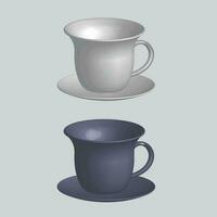 3d réaliste vecteur isolé blanc tasses de café, cappuccino, américain, Expresso, moka, latté, cacao, Vide blanc tasse adapté pour placement logo ou texte