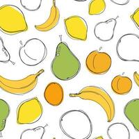 vert des fruits et Jaune agrumes des fruits. vecteur illustration. esquisser pour coloration réservation page. sans couture Contexte pour affiche, carte postale ou textile. ligne art.