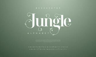 jungle abstrait numérique La technologie logo Police de caractère alphabet. minimal moderne Urbain polices pour logo, marque etc. typographie police de caractères majuscule minuscule et nombre. vecteur illustration