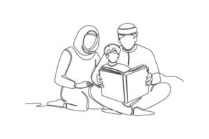 continu un ligne dessin content islamique Nouveau année concept. Célibataire ligne dessiner conception vecteur graphique illustration.