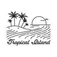 tropical île logo Facile ligne art badge logo modèle conception vecteur illustration