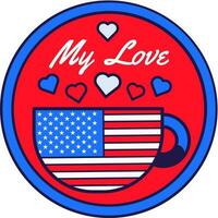 Etats-Unis mon l'amour de fête américain drapeau badge vecteur