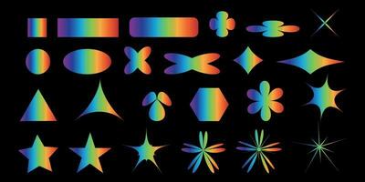 arc en ciel géométrique formes, formes sur une noir arrière-plan, vecteur image