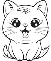 mignonne dessin animé chat vecteur illustration, chat coloration page pour des gamins et adultes. impression conception, T-shirt conception, tatouage conception, mural art, chat mascotte