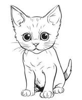 mignonne dessin animé chat vecteur illustration, chat coloration page pour des gamins et adultes. impression conception, T-shirt conception, tatouage conception, mural art, chat mascotte