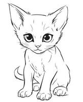 mignonne dessin animé chat vecteur illustration, chat coloration page pour des gamins et adultes. impression conception, T-shirt conception, tatouage conception, mural art, chat mascotte