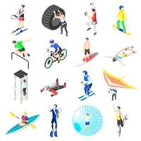 icônes isométriques de sports extrêmes vector illustration