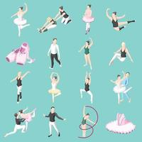 ballet et ballerines icônes isométriques vector illustration