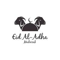 content eid al-adha mubarak islamique religion mosquée chèvre logo conception vecteur