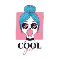 fille cool avec bubble-gum vecteur