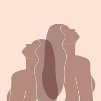 portrait minimal abstrait de portraits de femme filles vecteur