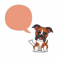 chien boxer de personnage de dessin animé avec bulle de dialogue vecteur