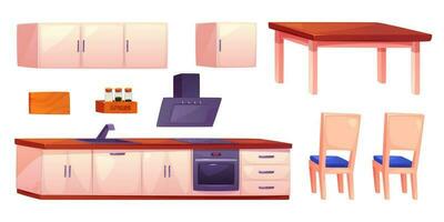 dessin animé vecteur cuisine meubles illustration