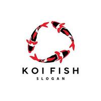 création de logo de poisson koi, vecteur de poisson d'ornement, produit de marque d'illustration d'ornement d'aquarium