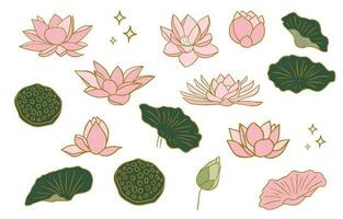 rose lotus objet desing pour carte postale vecteur