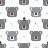 Modèle sans couture de dessin animé mignon tête de koala doodle vecteur