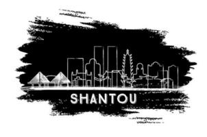 shantou Chine ville horizon silhouette. main tiré esquisser. shantou paysage urbain avec Repères. vecteur