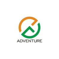 lettre e Montagne aventure logo vecteur