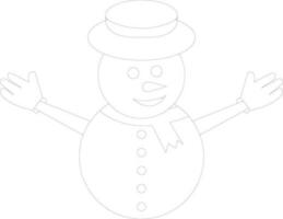 isolé mince ligne icône de souriant bonhomme de neige. vecteur