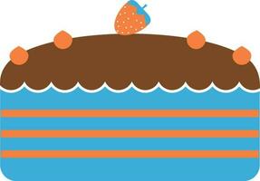 bleu et marron gâteau décoré avec Orange fraise. vecteur