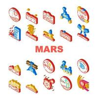 Mars planète science espace cosmos Icônes ensemble vecteur