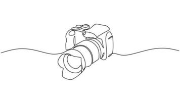 dslr caméra continu un ligne dessin, vecteur illustration modifiable accident vasculaire cérébral main dessiné.