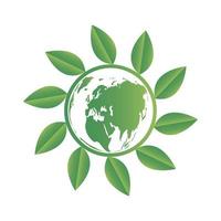 symbole de la terre avec des feuilles vertes autour de l'écologie des villes vertes aident le monde avec des idées de concept écologique vecteur