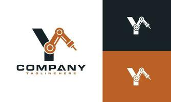 lettre y robot bras logo vecteur